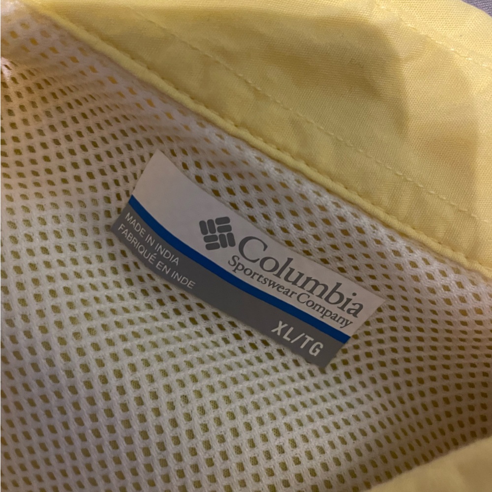 Columbia PFG Fishing Shirt XL Yellow Vented 100% Cotton Button Up - Picture 5 of 5